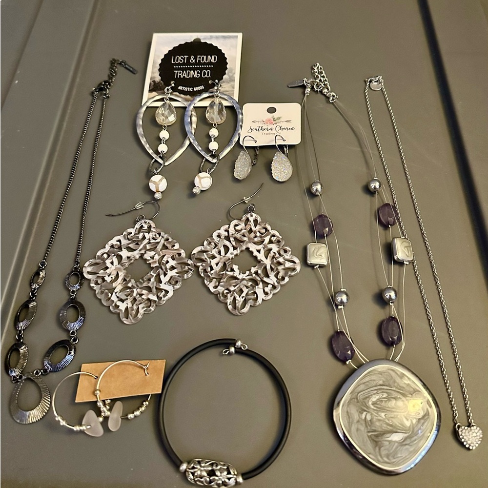Bundle of NWOT Grey/Silver/White/Black Costume Jewelry